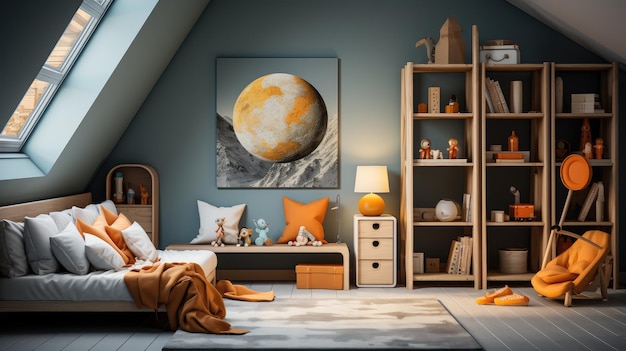 Interior of modern kids room AI