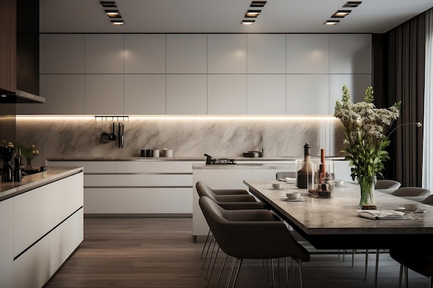 Interior of a Modern Kitchen Interior Design Generative AI