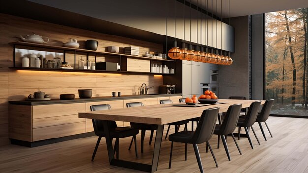 Interior of modern kitchen in penthouse