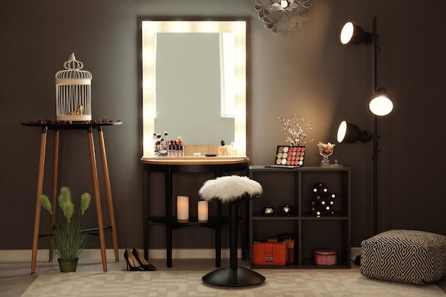 Interior of modern makeup room