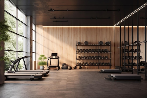 Interior of a modern minimalist gym