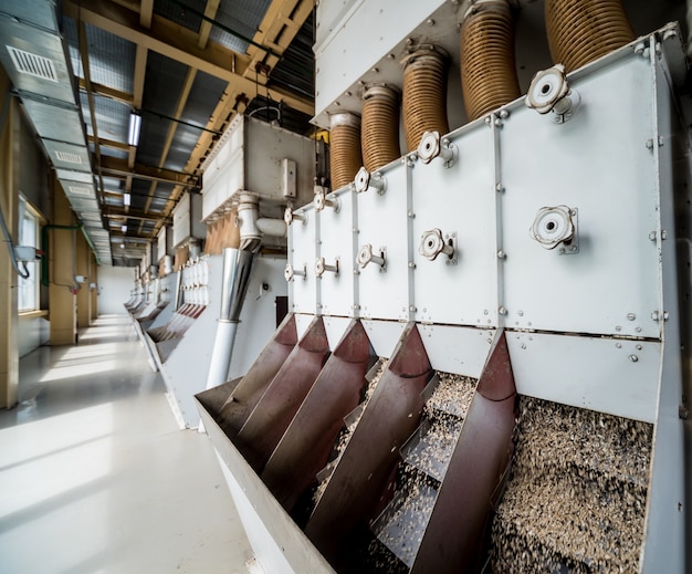 Photo interior of modern natural oil factory.