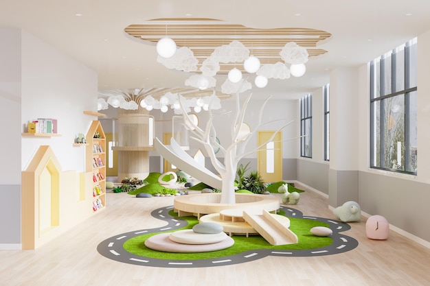 Interior Modern Playroom for Children with Decoration and Toys