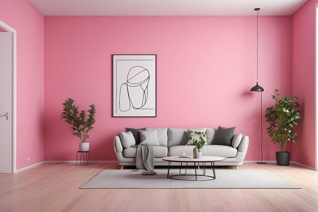 Interior of the modern room pink wall