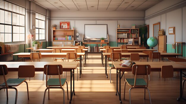 Interior of modern school classroom