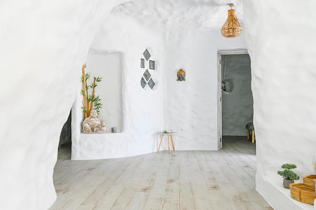 Interior of a modern troglodyte cave for rural tourism