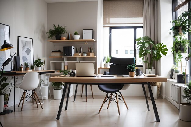 Photo interior of modern workplace at home