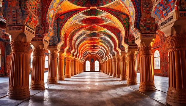 モスクの内部のユニークなデザインのエディトリアル写真