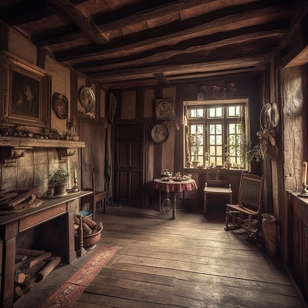 Foto l'interno di un cottage del national trust