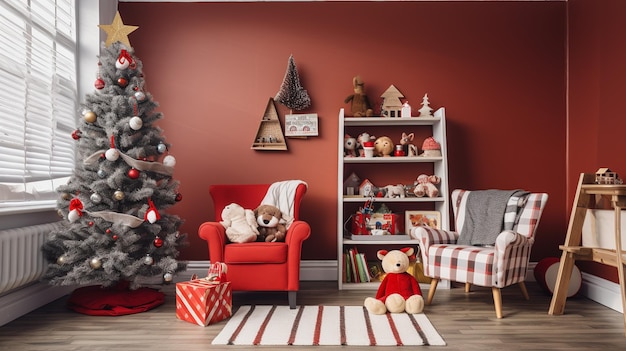 interior new born room decoration in merry Xmas style