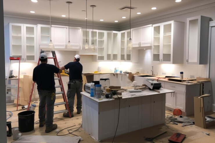 Interior of a new house remodeling renovation and extension work