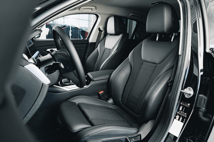 Photo 新しいプレステージ快適な車のインテリアのクローズアップ写真