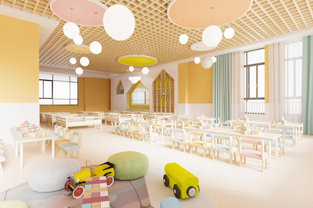 現代の幼稚園の教室のインテリア