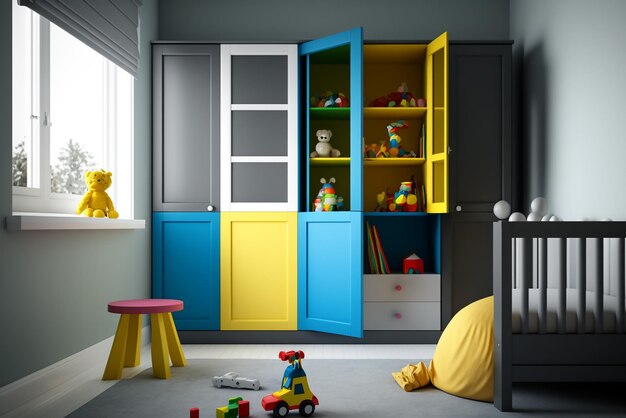 Фото Интерьер современной детской комнаты с стильной мебелью и игрушками детская игровая комната детская спальня