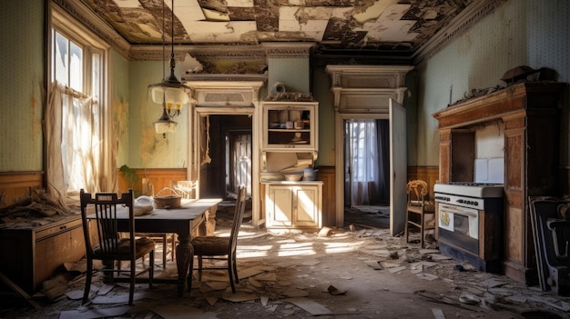 Interior of an old abandon house room