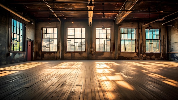 Interior of old broken abandon empty space building