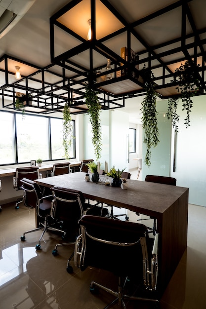 Interior Open space office with natural style