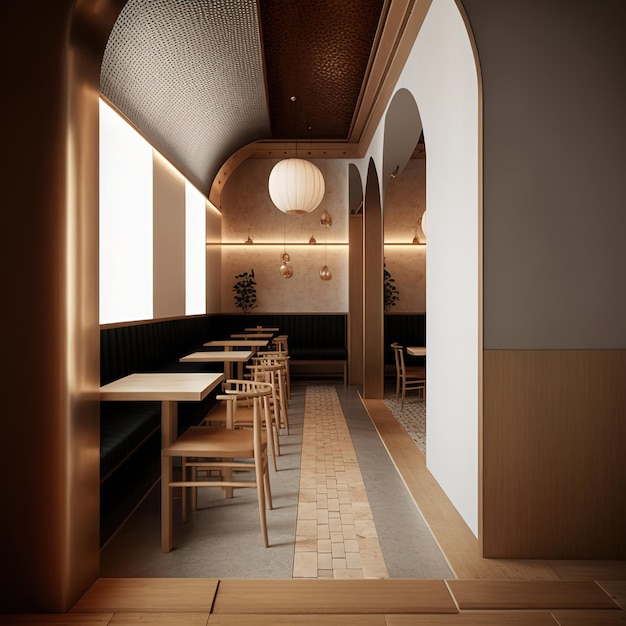 interior of an oriental restaurant japanese style sushi restaurant Generative AI