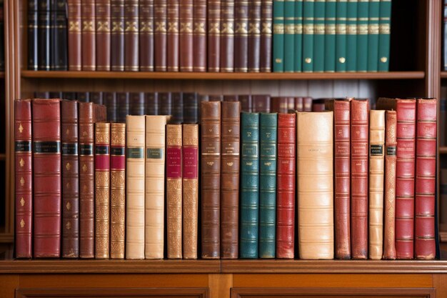 interior photography detail of books on a shelf in a law firm