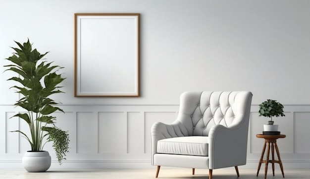 Interior poster mock up with vertical empty wooden frames