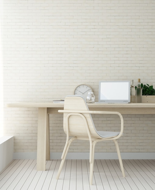 Interior Relax space in condominium Brick wall - 3d rendering minimal japanese