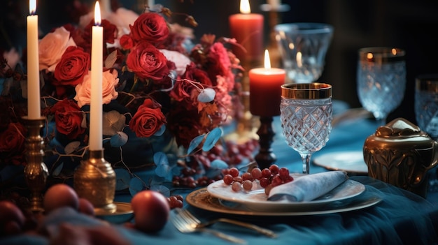 interior of a restaurant wedding christmas table setting for a party