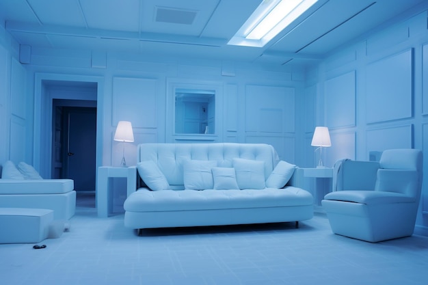 The interior of a room in plain monochrome pastel colors Generative Ai