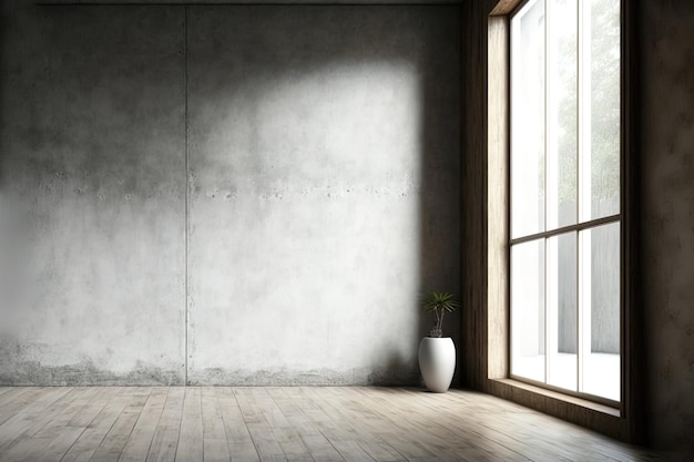 Interior of room with background of concrete wall