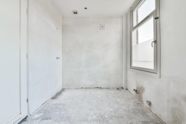 Interior of a room with large windows