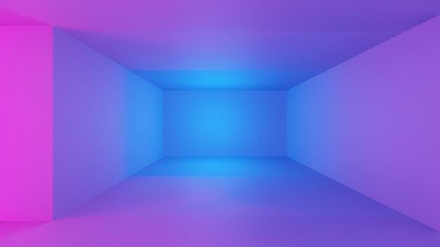 밝은 분홍색과 파란색의 실내 공간