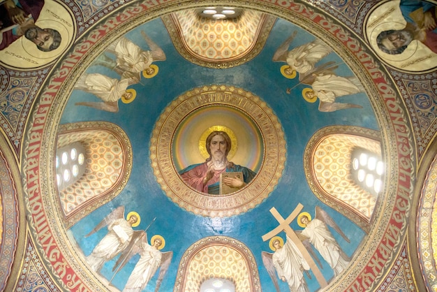 Interior of Russian orthodox church.