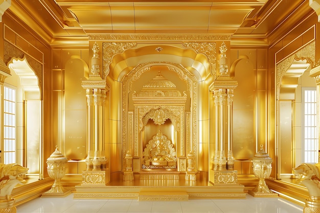 Photo interior scenes of a golden masjid background