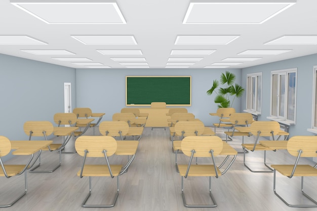 Interior school classroom 3d illustration back to school