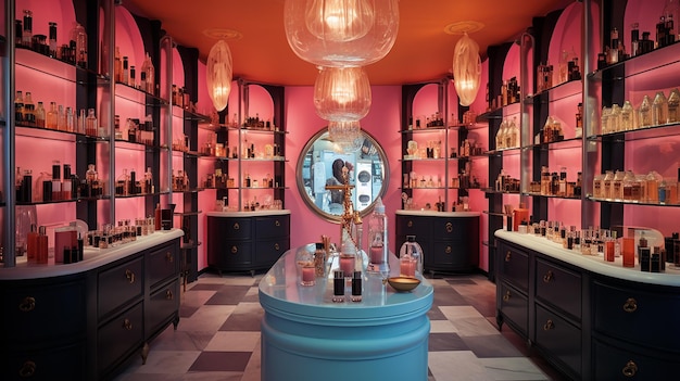 Interior of Shop Perfume Beauty Products