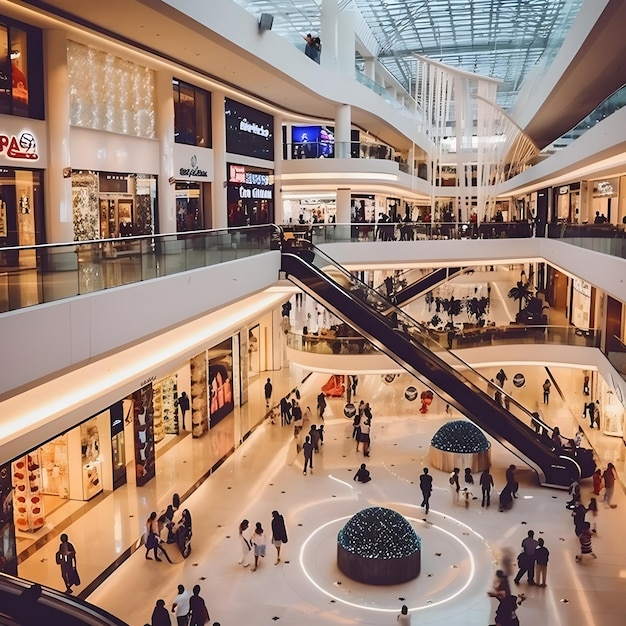 The interior of the shopping mall