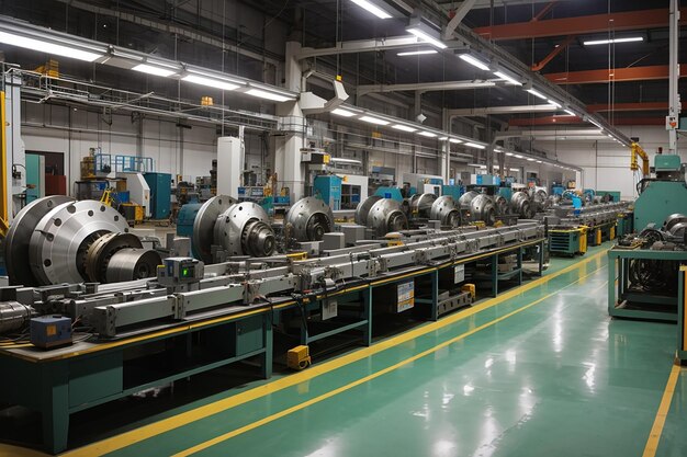 現代の工場の金属部品の生産ラインの内部ショット
