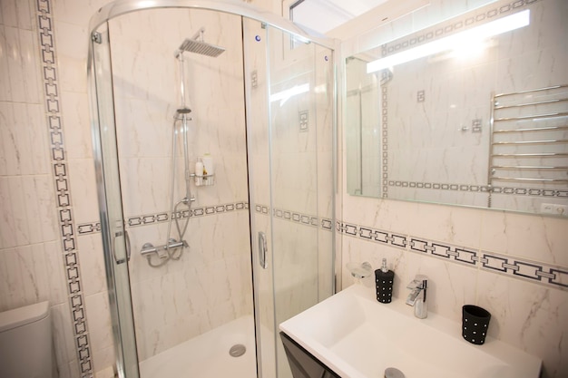 Interior small bathroom with shower