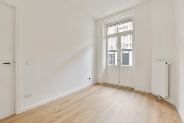 The interior of a small room in white