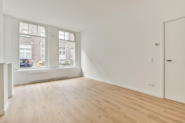 The interior of a small room in white