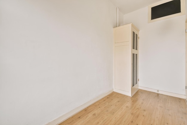 Interior of spacious room with storage furniture