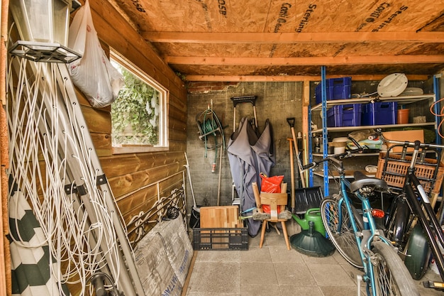 Interior of spacious room with storage furniture