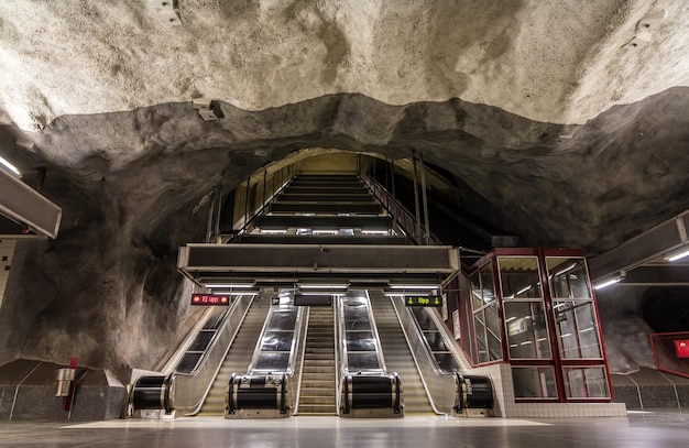 Interior of Stadshagen station Stockholm metro