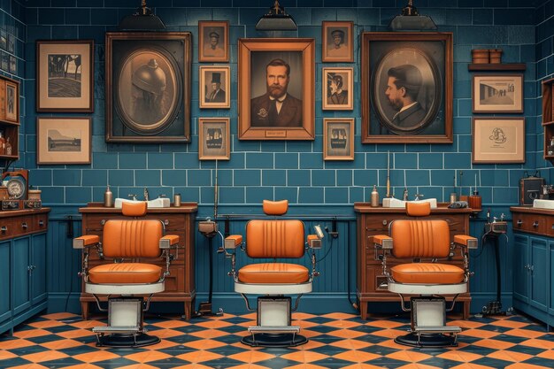 Photo the interior of a stylish barbershop illustration