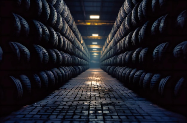 The interior of two tire's showing all lines of tread