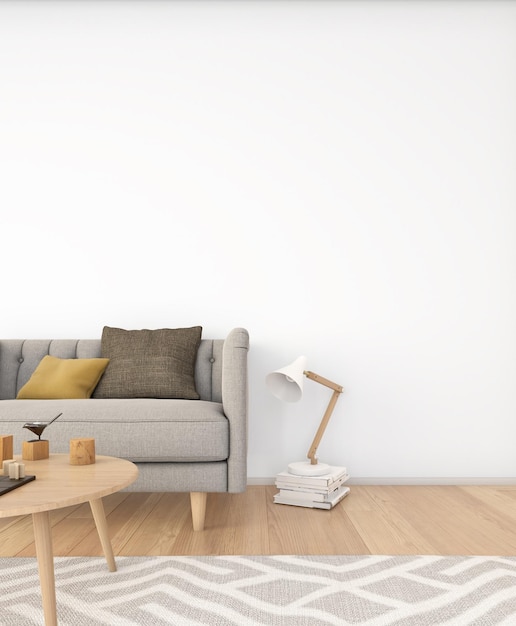 Interior view of a cozy living room with a sofa and cushions on a sunny day Whether you work as a designer or are an art fan this image can be very useful for you Give your design objects a space