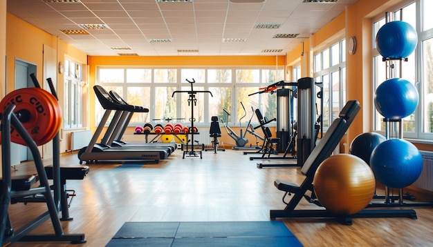 interior view of a gym with equipment