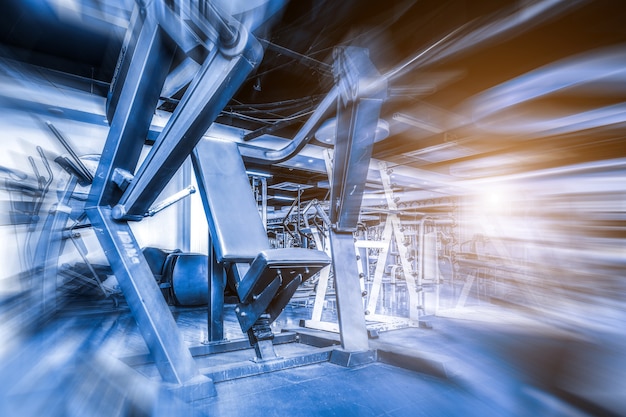 Interior view of modern gym equipment