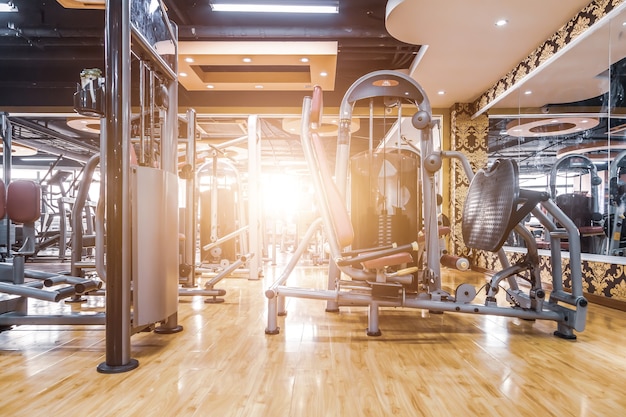 Interior view of modern gym equipment
