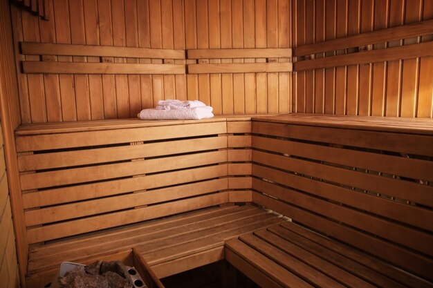 Foto vista interna di una moderna sauna