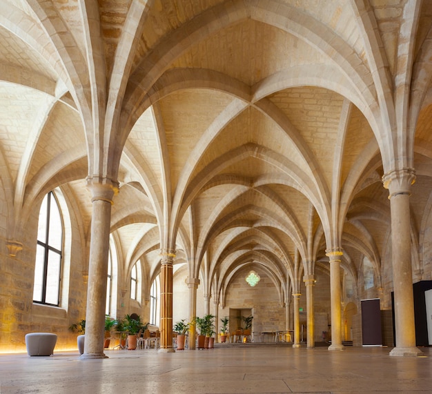 Interior view of the refectory of the College des Bernardins in Paris